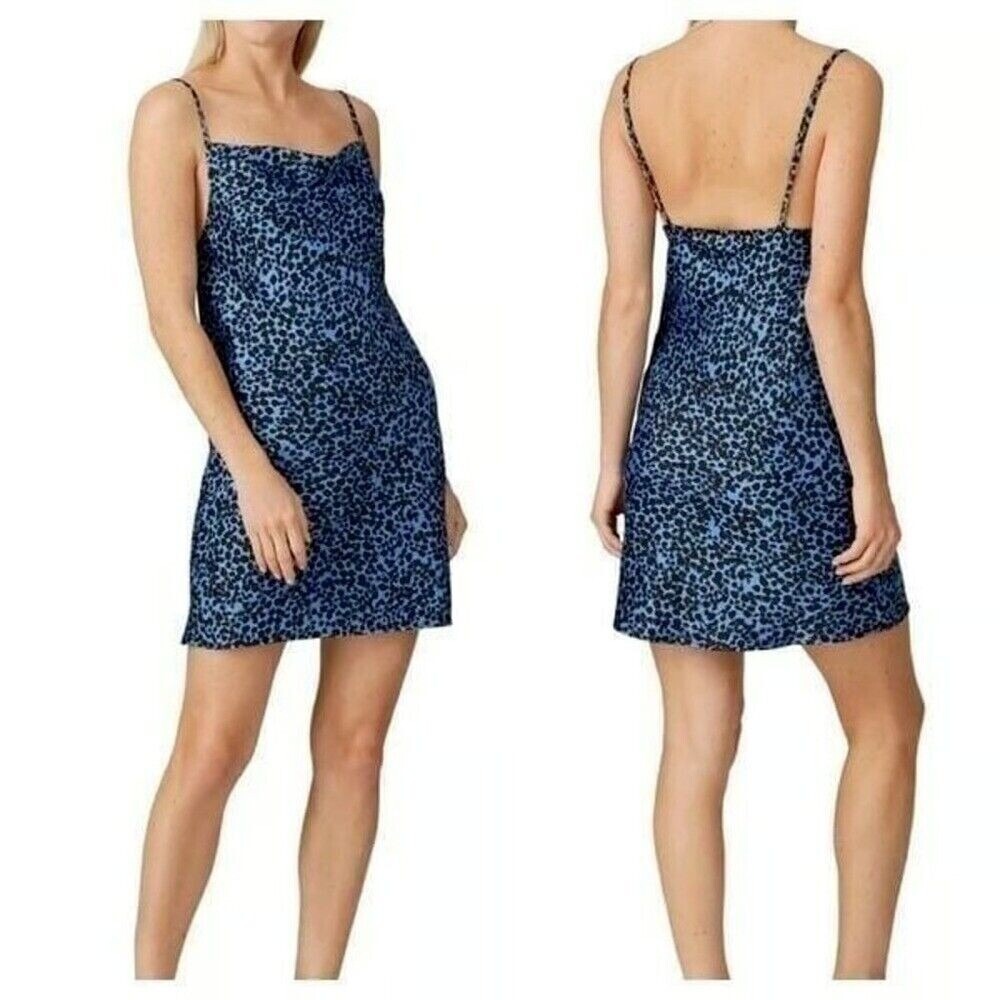 Flynn Skye LYNN SLIP DRESS Evening Dress Size Large Blue & Black MSRP $145